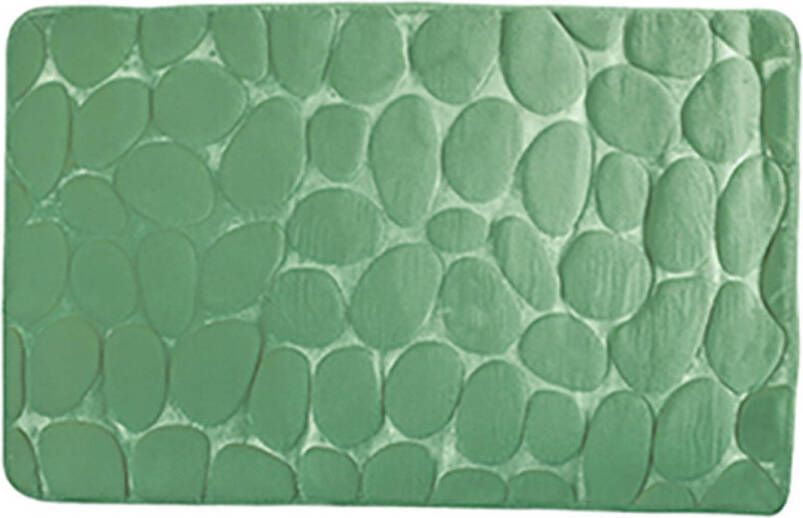 MSV Badkamerkleedje badmat tapijt kiezel motief vloermat groen 50 x 80 cm laagpolig Badmatjes