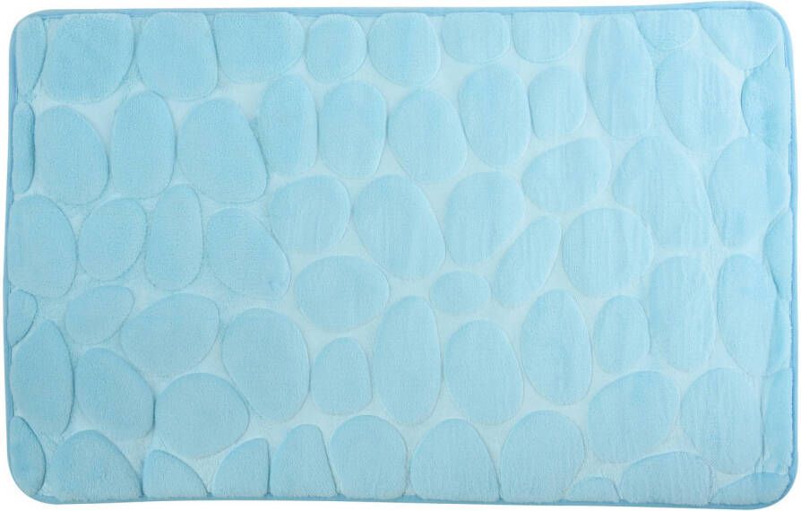 MSV Badkamerkleedje badmat tapijt kiezel motief vloermat lichtblauw 50 x 80 cm laagpolig Badmatjes