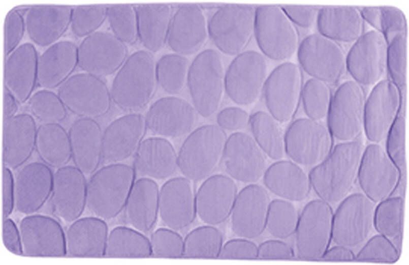 MSV Badkamerkleedje badmat tapijt kiezel motief vloermat lila paars 50 x 80 cm laagpolig Badmatjes