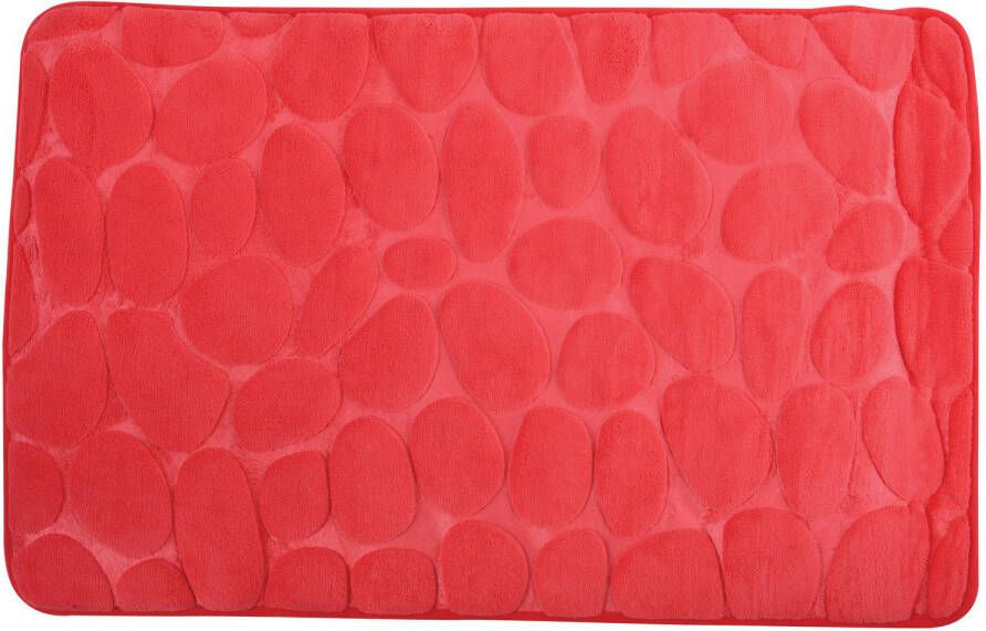 MSV Badkamerkleedje badmat tapijt kiezel motief vloermat rood 50 x 80 cm laagpolig Badmatjes