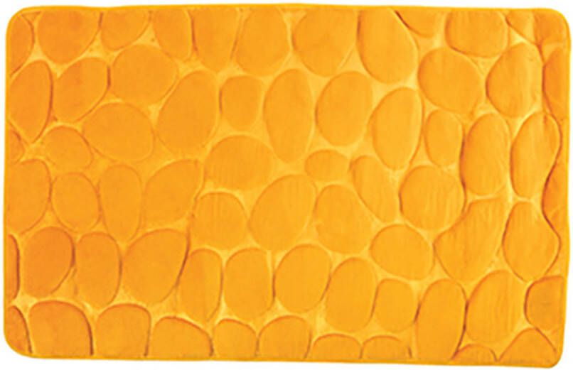 MSV Badkamerkleedje badmat tapijt kiezel motief vloermat saffraan geel 50 x 80 cm laagpolig Badmatjes