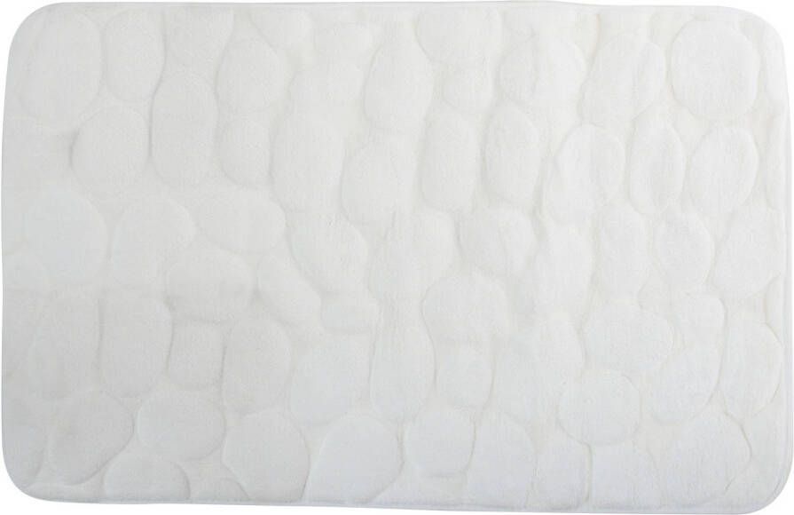 MSV Badkamerkleedje badmat tapijt kiezel motief vloermat wit 50 x 80 cm laagpolig Badmatjes