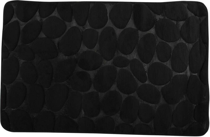 MSV Badkamerkleedje badmat tapijt kiezel motief vloermat zwart 50 x 80 cm laagpolig Badmatjes