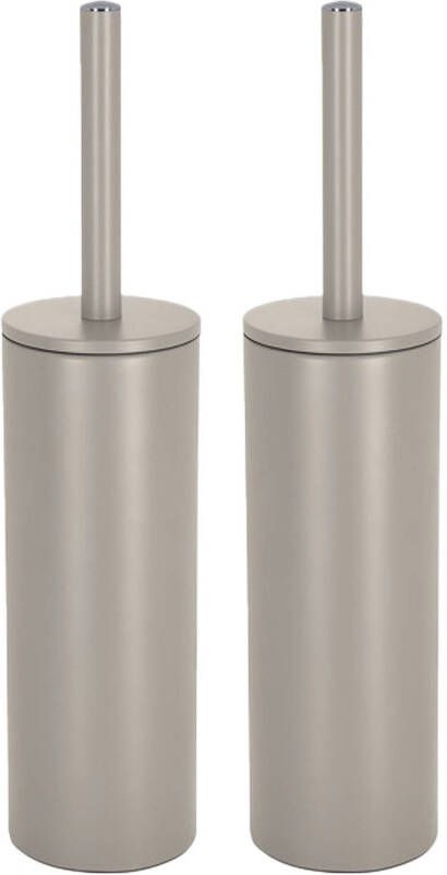 Spirella Luxe Toiletborstel in houder Cannes 2x beige metaal 40 x 9 cm met binnenbak Toiletborstels