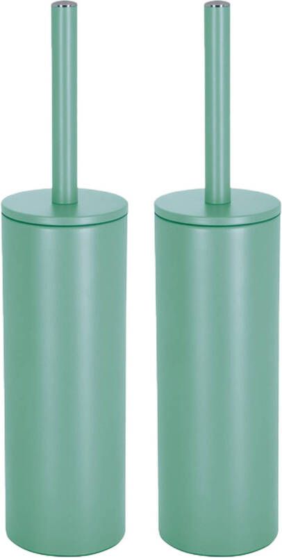 Spirella Luxe Toiletborstel in houder Cannes 2x salie groen metaal 40 x 9 cm met binnenbak Toiletborstels