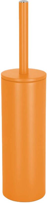Spirella Luxe Toiletborstel in houder Cannes oranje metaal 40 x 9 cm met binnenbak Toiletborstels