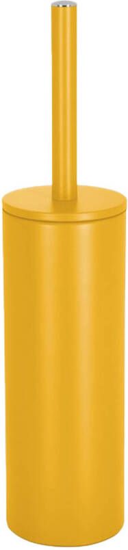 Spirella Luxe Toiletborstel in houder Cannes saffraan geel metaal 40 x 9 cm met binnenbak Toiletborstels