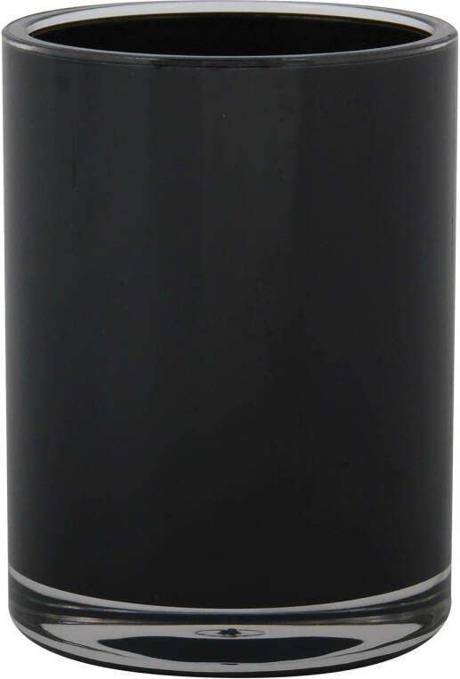 Spirella MSV Badkamer drinkbeker Aveiro PS kunststof zwart 7 x 9 cm Tandenborstelhouders