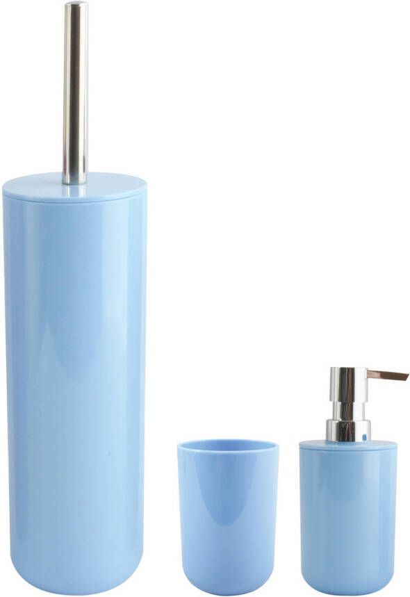 Spirella MSV Badkameraccessoire Moods toiletborstel in houder beker zeeppompje lichtblauw kunststof Badkameraccessoir