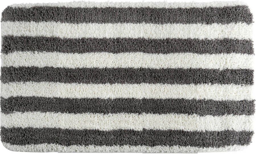 MSV Badkamerkleed badmat kleedje voor op de vloer grijs wit 50 x 80 cm Microvezel Badmatjes