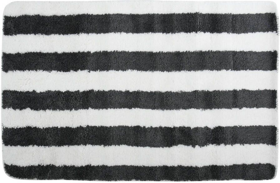 MSV Badkamerkleed badmat kleedje voor op de vloer zwart wit 50 x 80 cm Microvezel Badmatjes
