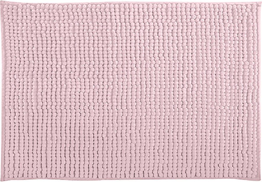 MSV Badkamerkleed badmat tapijtje voor op de vloer lichtroze 50 x 80 cm Microvezel Badmatjes
