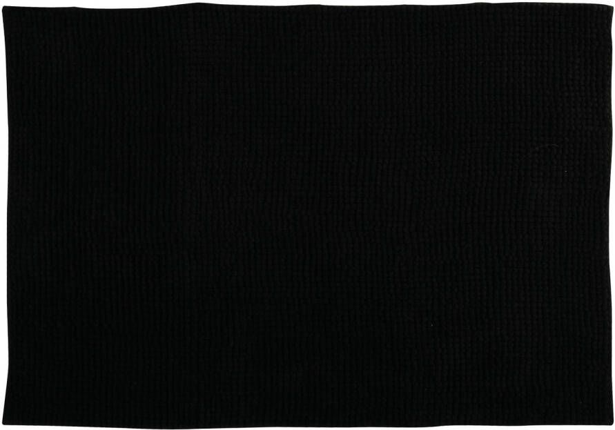 MSV Badkamerkleed badmat tapijtje voor op de vloer zwart 50 x 80 cm Microvezel Badmatjes