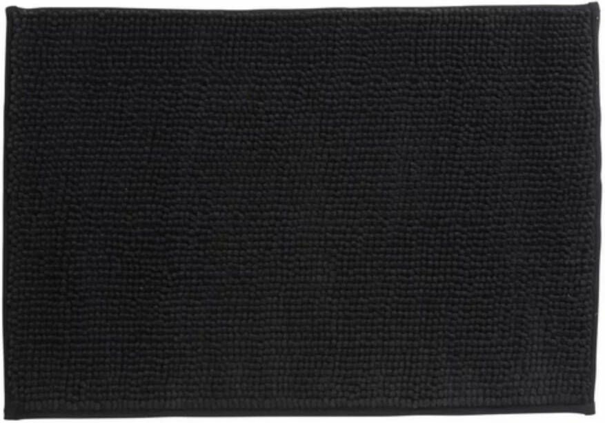 MSV Badkamerkleed badmat voor op de vloer zwart 40 x 60 cm Microvezel Badmatjes