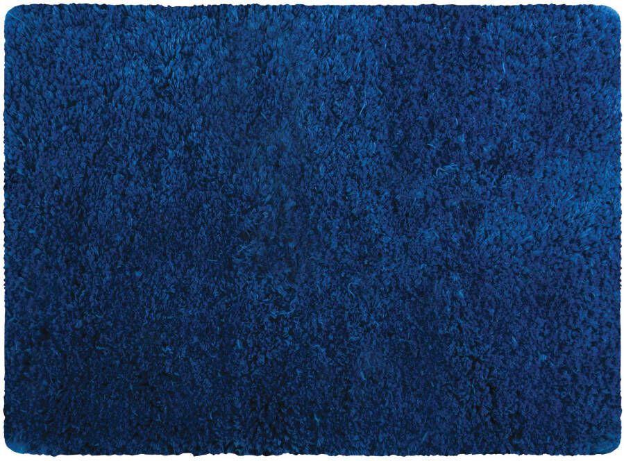 MSV Badkamerkleedje badmat tapijt voor de vloer marine blauw 50 x 70 cm langharig Badmatjes