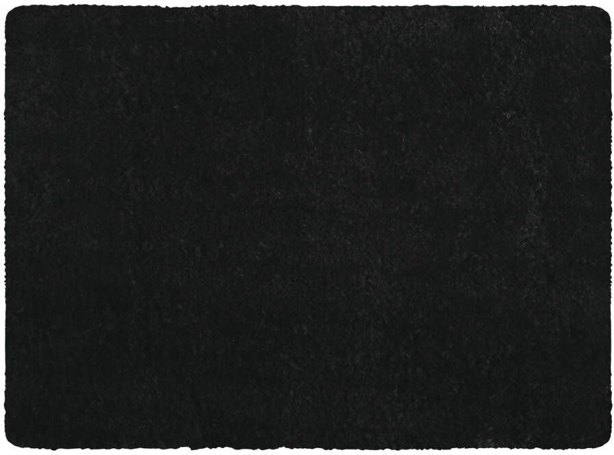 MSV Badkamerkleedje badmat tapijt voor de vloer zwart 50 x 70 cm langharig Badmatjes