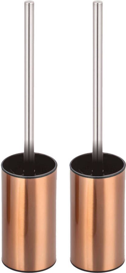 Spirella MSV Biaritz Toilet wc-borstel houder 2x kunststof koper zwart 36 cm Toiletborstels