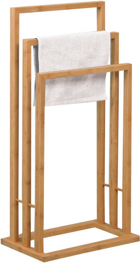 Spirella MSV Handdoeken ophangrek badkamer bamboe hout 42 x 24 x 82 cm Handdoekrekken