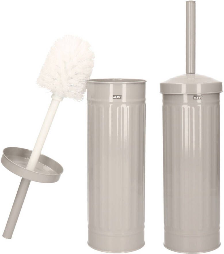 Spirella MSV Industrial Toilet wc-borstel houder 2x metaal licht grijs 38 cm Toiletborstels