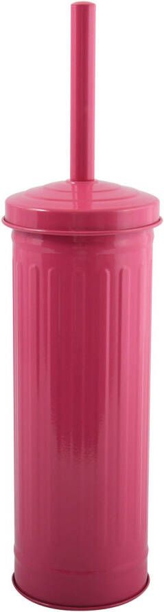 Spirella MSV Industrial Toilet wc-borstel houder metaal fuchsia roze 38 cm Toiletborstels