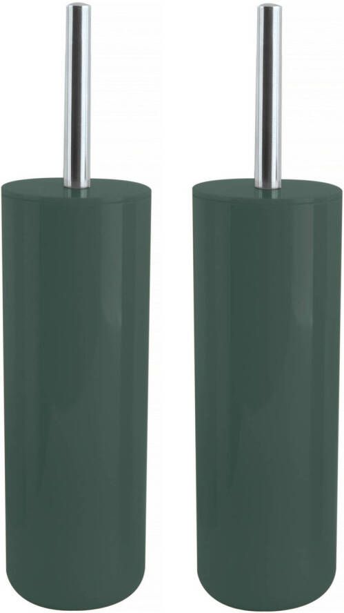 Spirella MSV Porto Toilet wc 2x borstel in houder kunststof donkergroen 38 cm Toiletborstels