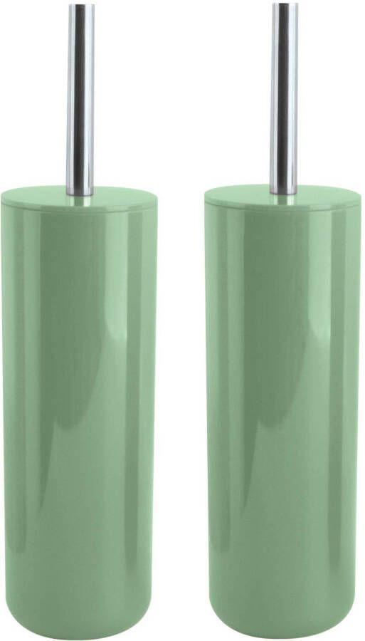 Spirella MSV Porto Toilet wc 2x borstel in houder kunststof groen 38 cm Toiletborstels
