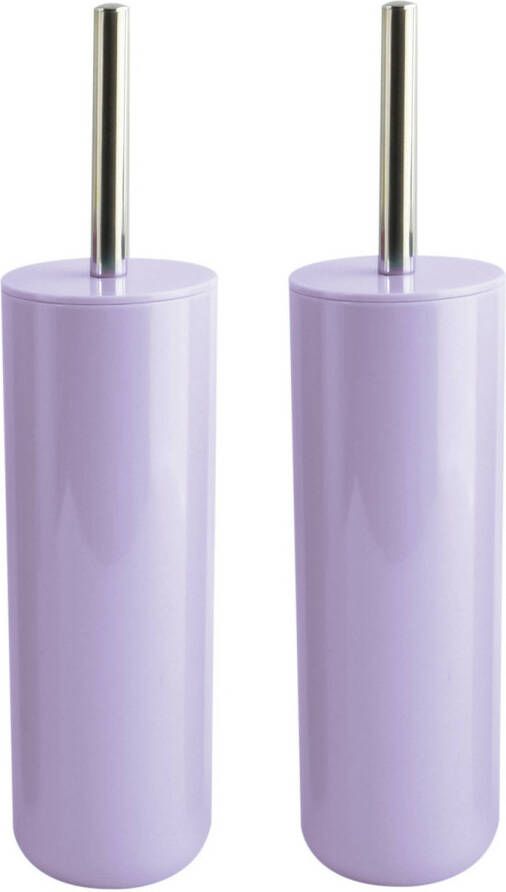 Spirella MSV Porto Toilet wc 2x borstel in houder kunststof lila paars 38 cm Toiletborstels