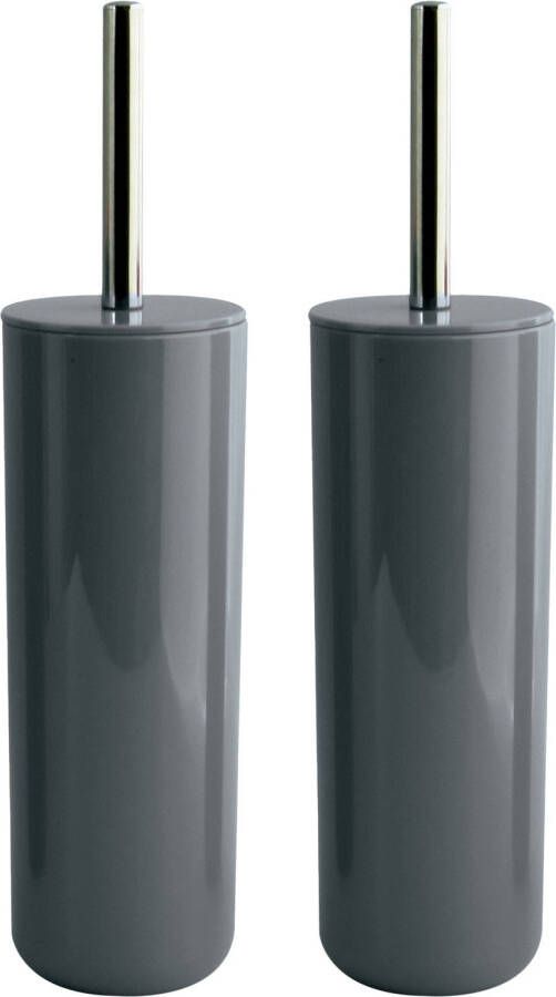 Spirella MSV Porto Toilet wc-borstel houder 2x kunststof donkergrijs 38 cm Toiletborstels
