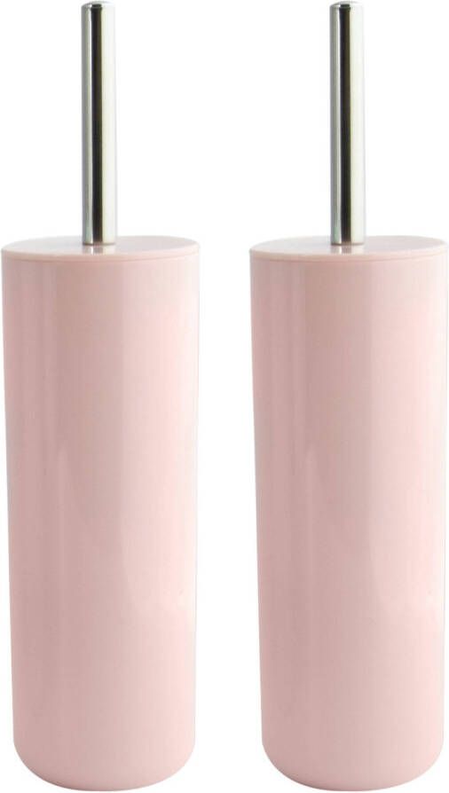 Spirella MSV Porto Toilet wc-borstel houder 2x kunststof lichtroze 38 cm Toiletborstels