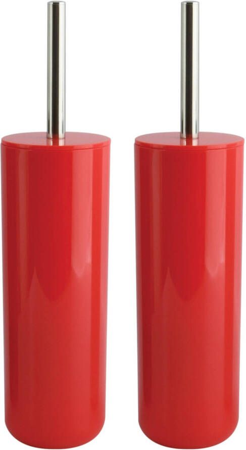 Spirella MSV Porto Toilet wc-borstel houder 2x kunststof rood 38 cm Toiletborstels