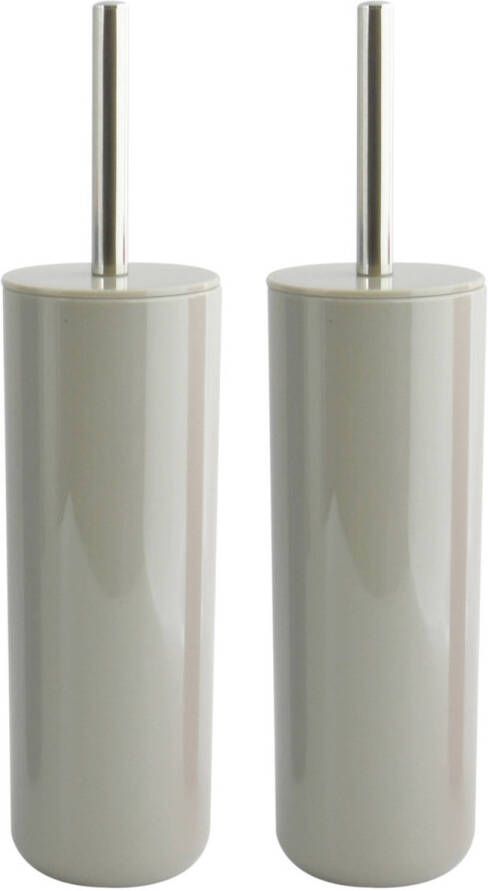 Spirella MSV Porto Toilet wc-borstel houder 2x kunststof taupe 38 cm Toiletborstels