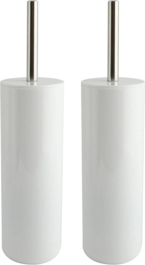 Spirella MSV Porto Toilet wc-borstel houder 2x kunststof wit 38 cm Toiletborstels
