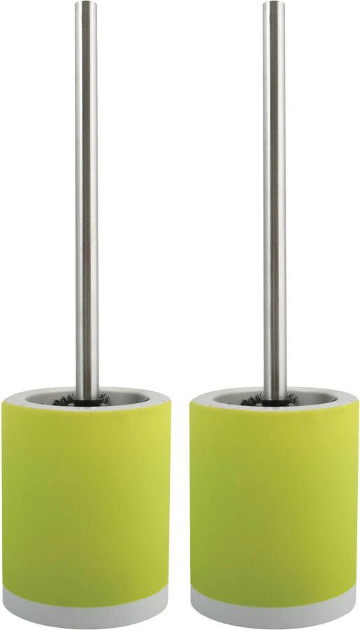 Spirella MSV Shine Toilet wc-borstel houder 2x keramiek metaal appelgroen 38 cm Toiletborstels