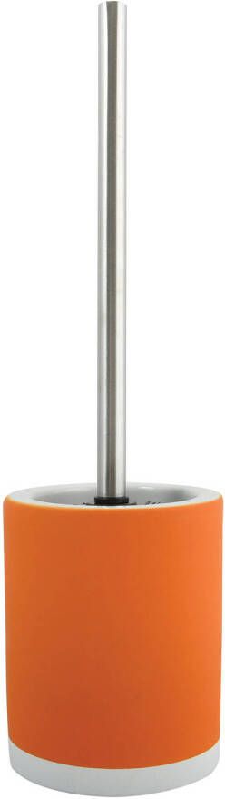Spirella MSV Shine Toilet wc-borstel houder keramiek metaal oranje 38 cm Toiletborstels