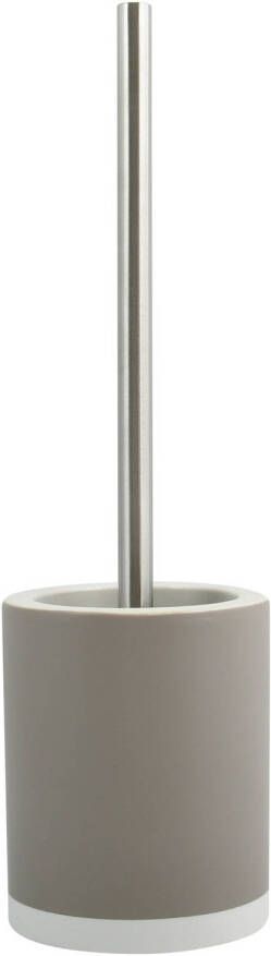 Spirella MSV Shine Toilet wc-borstel houder keramiek metaal taupe 38 cm Toiletborstels