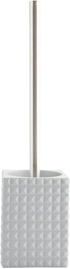 Spirella MSV Toiletborstel houder Kubik kunststeen lichtgrijs zilver 37 cm Toiletborstels