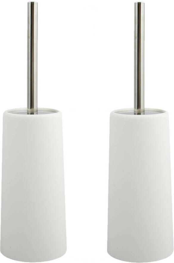 Spirella MSV Toiletborstel houder WC-borstel 2x ivoor wit kunststof 35 cm Toiletborstels