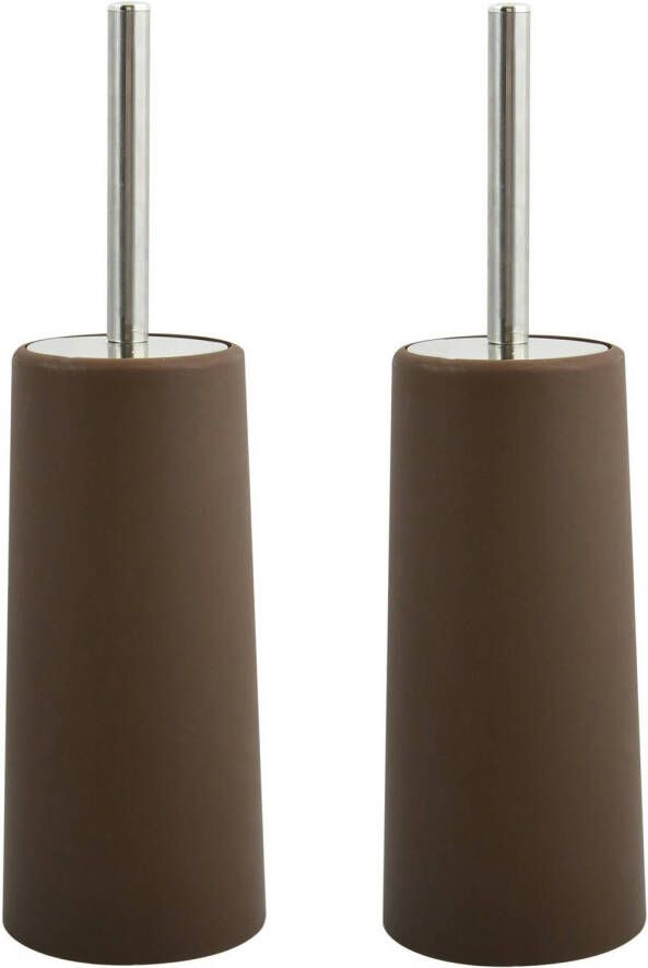 Spirella MSV Toiletborstel houder WC-borstel 2x kastanje bruin kunststof 35 cm Toiletborstels