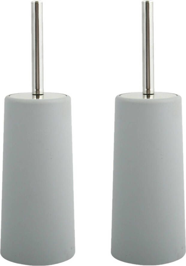Spirella MSV Toiletborstel houder WC-borstel 2x lichtgrijs kunststof 35 cm Toiletborstels