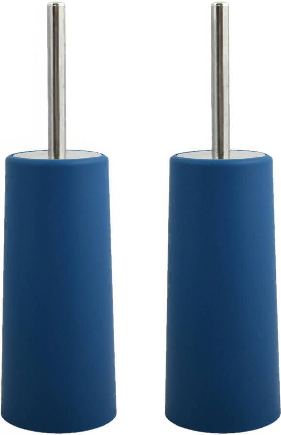 Spirella MSV Toiletborstel houder WC-borstel 2x marine blauw kunststof 35 cm Toiletborstels