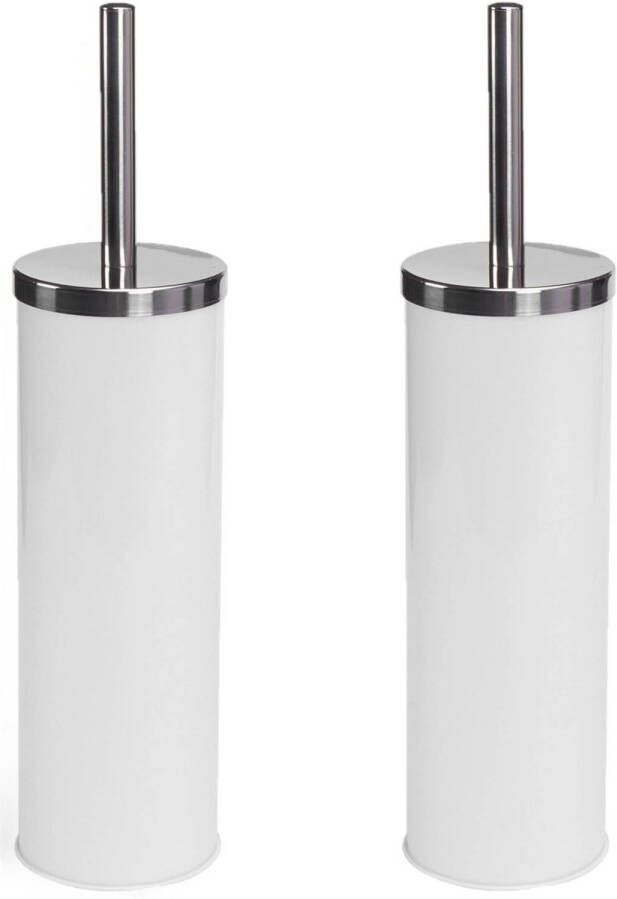 Spirella MSV Toiletborstel houder wc-borstel 2x metaal ivoor wit 38 cm Toiletborstels
