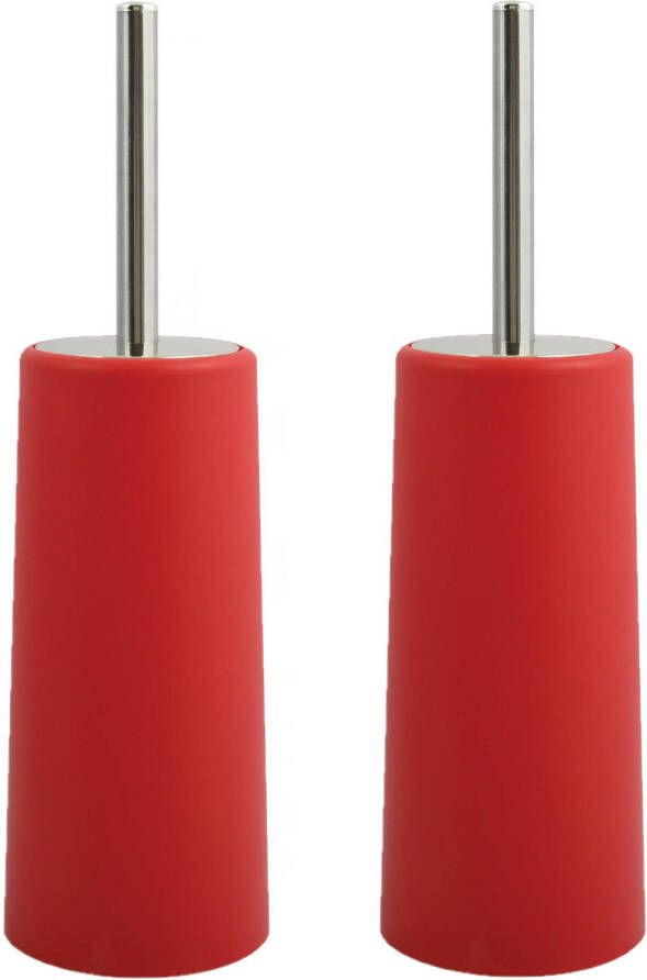 Spirella MSV Toiletborstel houder WC-borstel 2x rood kunststof 35 cm Toiletborstels