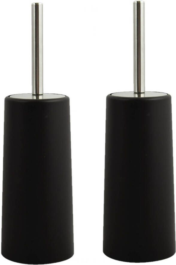 Spirella MSV Toiletborstel houder WC-borstel 2x zwart kunststof 35 cm Toiletborstels