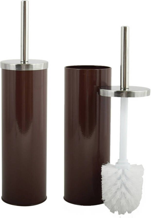 Spirella MSV Toiletborstel in houder wc-borstel 2x metaal bruin 38 cm Toiletborstels