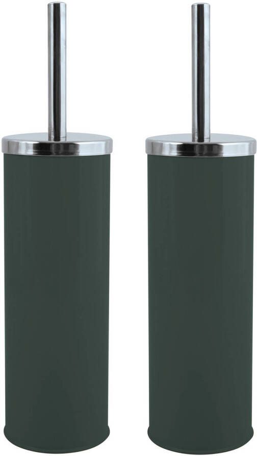 Spirella MSV Toiletborstel in houder wc-borstel 2x metaal donkergroen 38 cm Toiletborstels