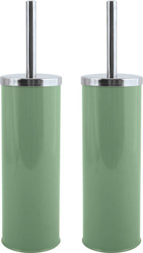 Spirella MSV Toiletborstel in houder wc-borstel 2x metaal groen 38 cm Toiletborstels