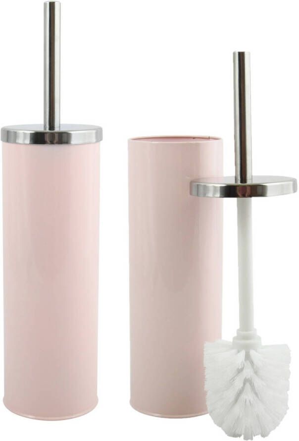 Spirella MSV Toiletborstel in houder wc-borstel 2x metaal lichtroze 38 cm Toiletborstels