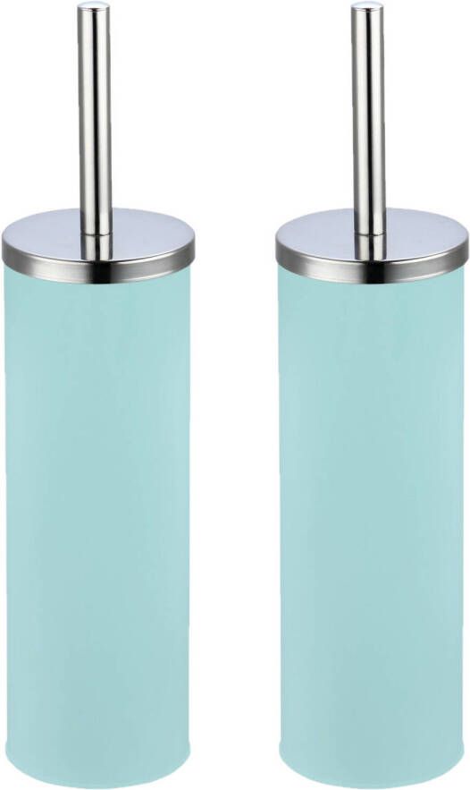Spirella MSV Toiletborstel in houder wc-borstel 2x metaal mintgroen 38 cm Toiletborstels