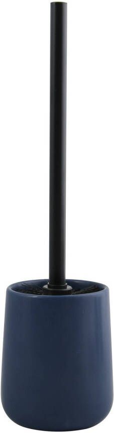 Spirella MSV Toiletborstel in houder wc-borstel Malmo keramiek rvs donkerblauw zwart 39 x 10 cm Toiletborstels