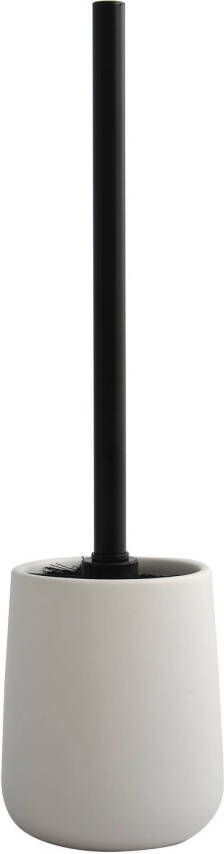 Spirella MSV Toiletborstel in houder wc-borstel Malmo keramiek rvs wit zwart 39 x 10 cm Toiletborstels